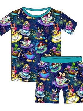 BAMBOO Navy Blue Teacup Character Short Set